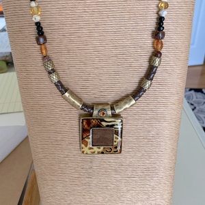 Chico’s 18” pendant necklace & Tagua Organic Nut pierced earrings (Two pieces)